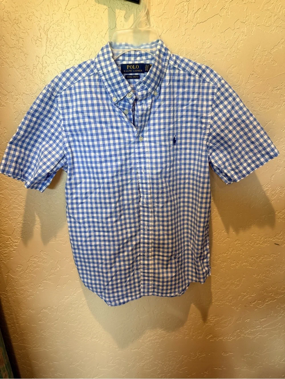 Ralph Lauren Blue & White Gingham Short-Sleeve Button-Down Shirt